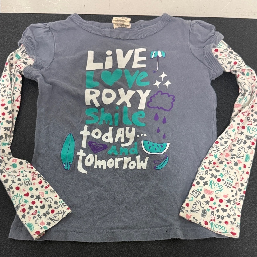 Roxy Blue and White Kids Long Sleeve Shirt vintage 90’s Y2K